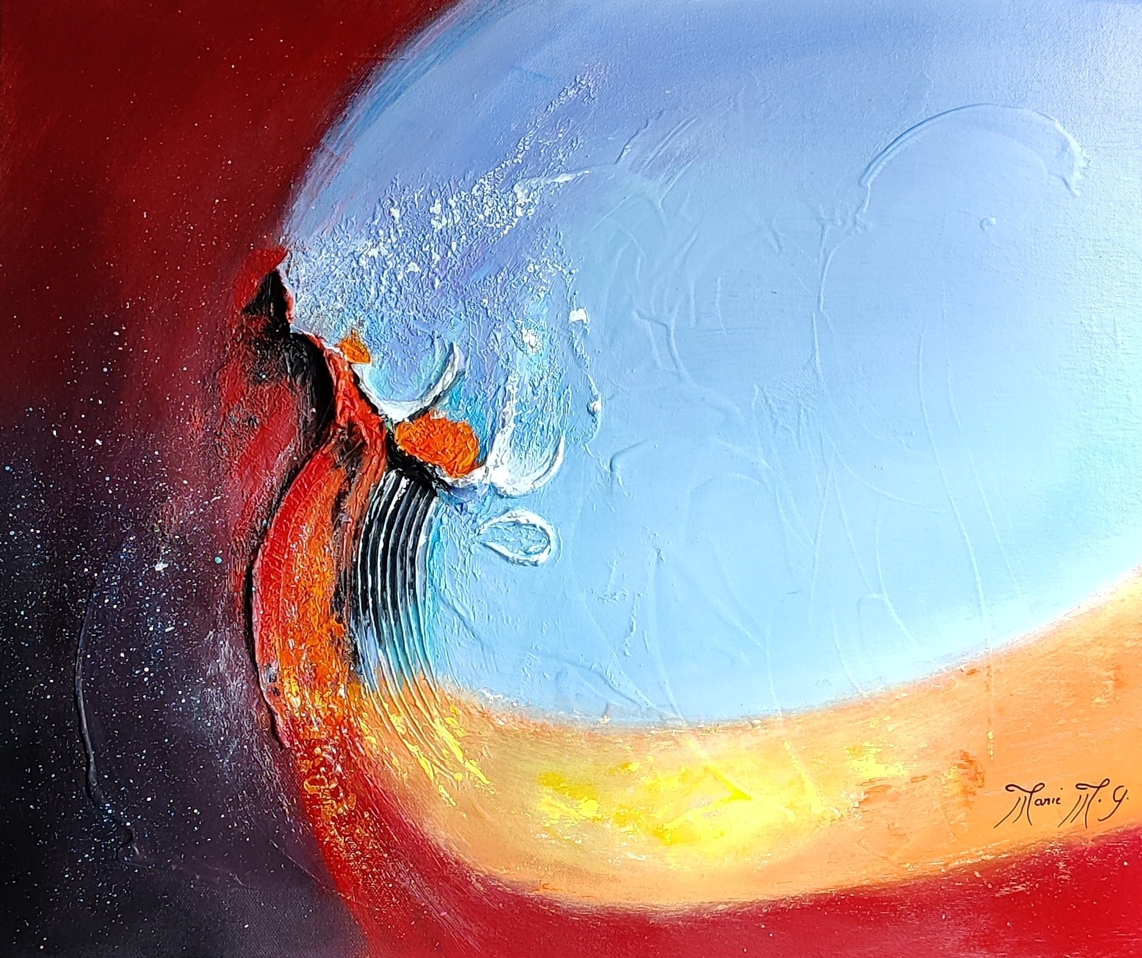 Tableau Ocean Tableaux Marie Marty Grangis Artiste peintre contemporaine Art Therapeute Provence