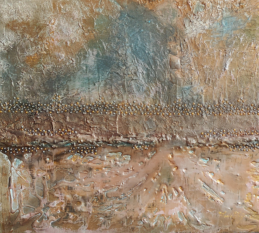 Tableau Chemin dans le desert Marie Marty Grangis Artiste peintre Art Therapeute Provence